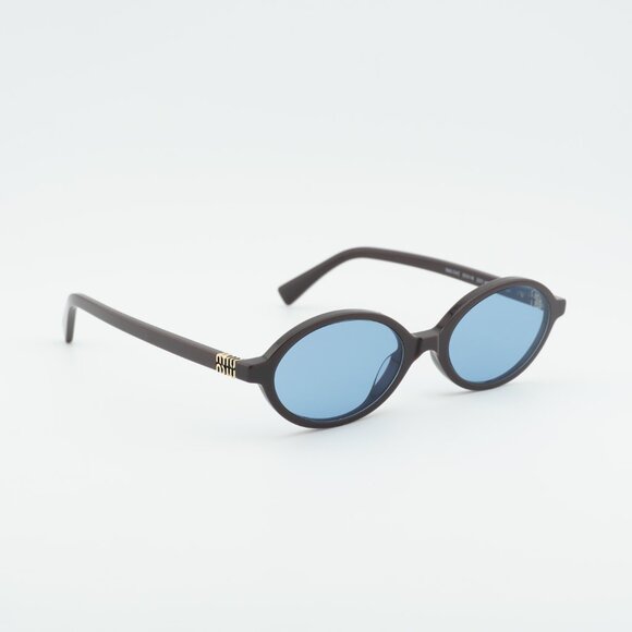 Miu Miu MU04ZS 22C60O Sunglasses Moka Oval Frame, Light Blue Lenses main image 5